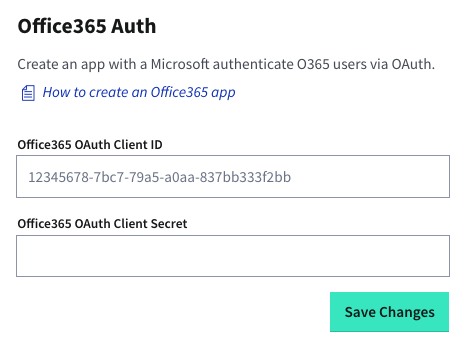 A close-up of the v2 Nylas Dashboard displaying the "Office365 auth" configuration options.