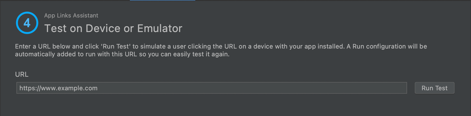 Android Studio Test Link