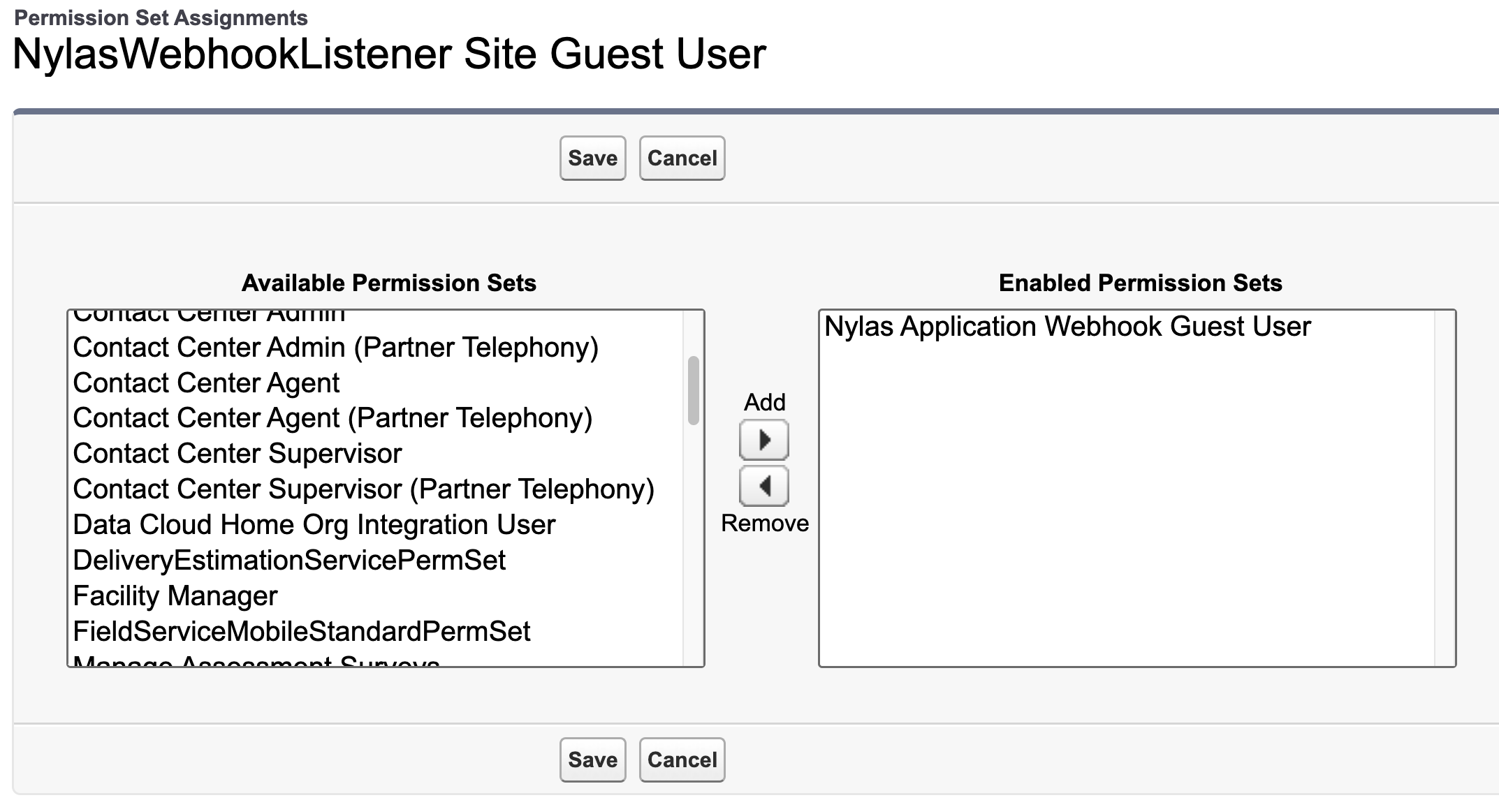 The "Guest User Permissions" list with the webhook guest user permissions added.