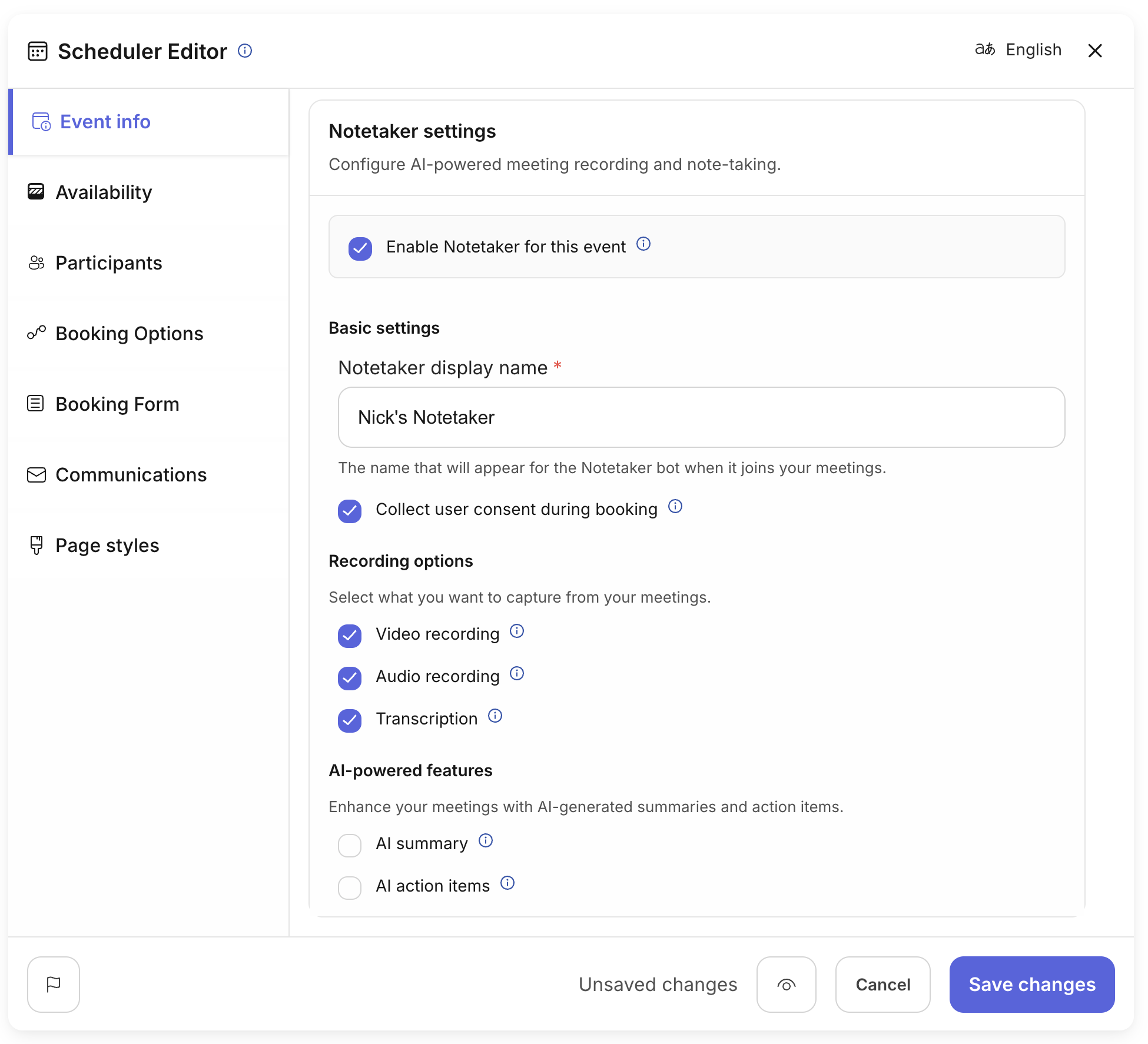 Scheduler & Notetaker Integration | Docs