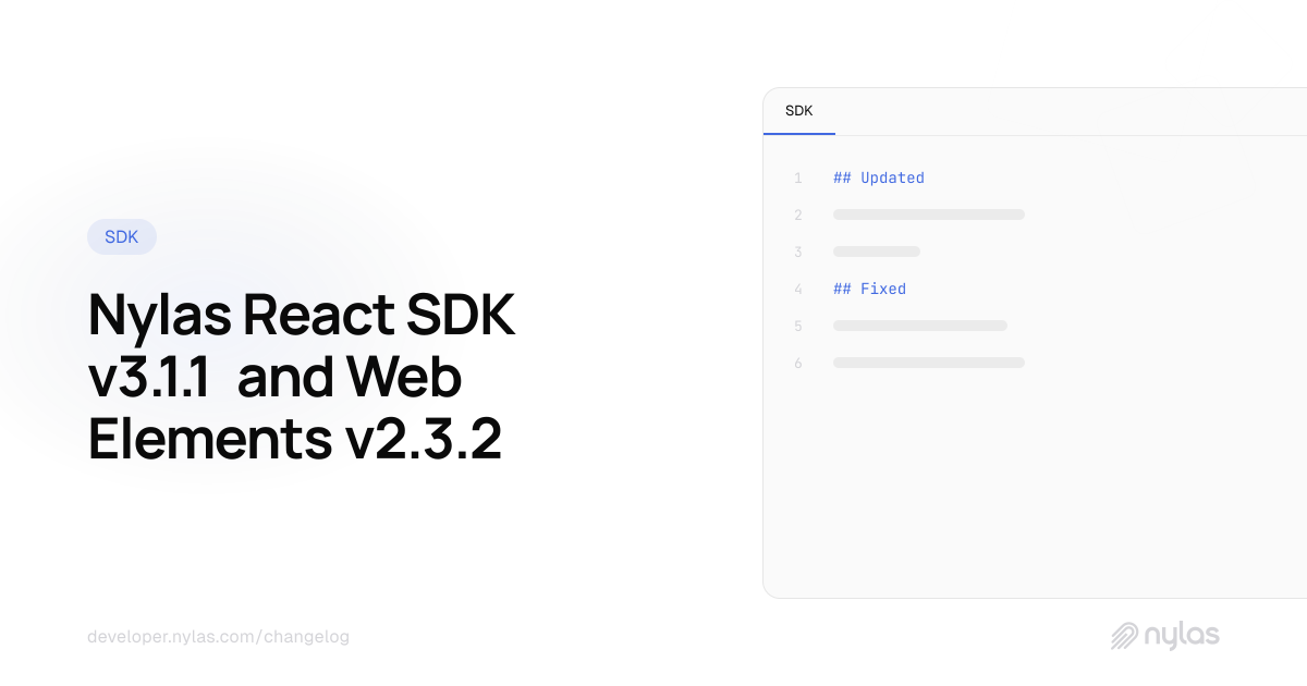 @nylas/react v3.1.1 & @nylas/web-elements v2.3.2