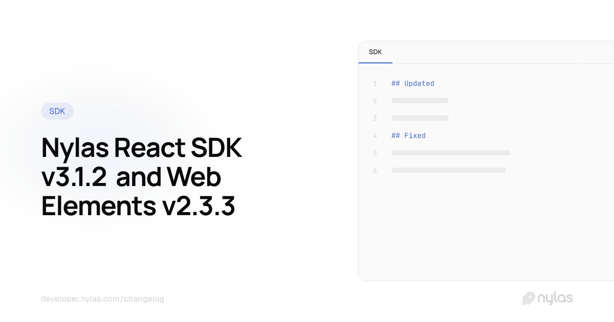 @nylas/react v3.1.2 & @nylas/web-elements v2.3.3