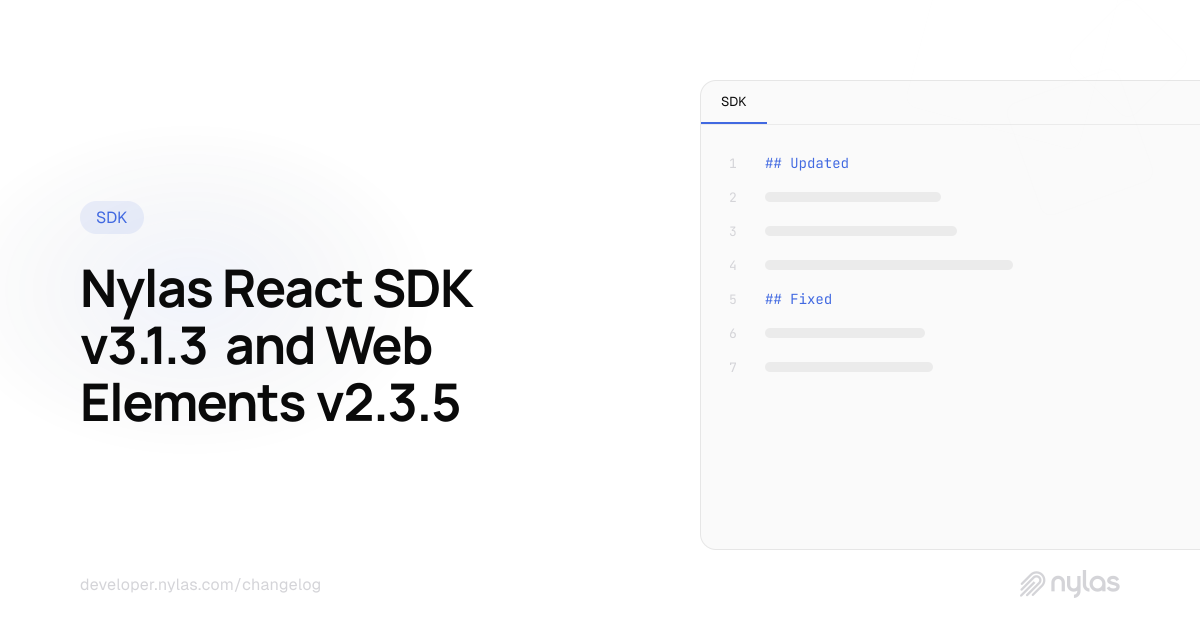 @nylas/react v3.1.3 & @nylas/web-elements v2.3.5
