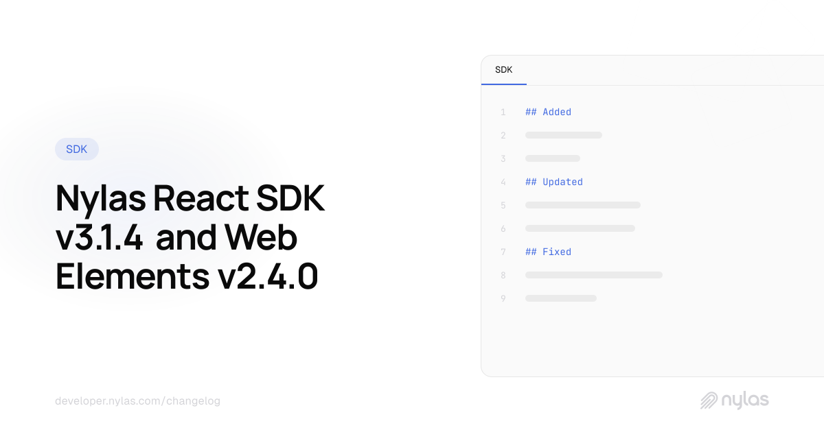 @nylas/react v3.1.4 & @nylas/web-elements v2.4.0