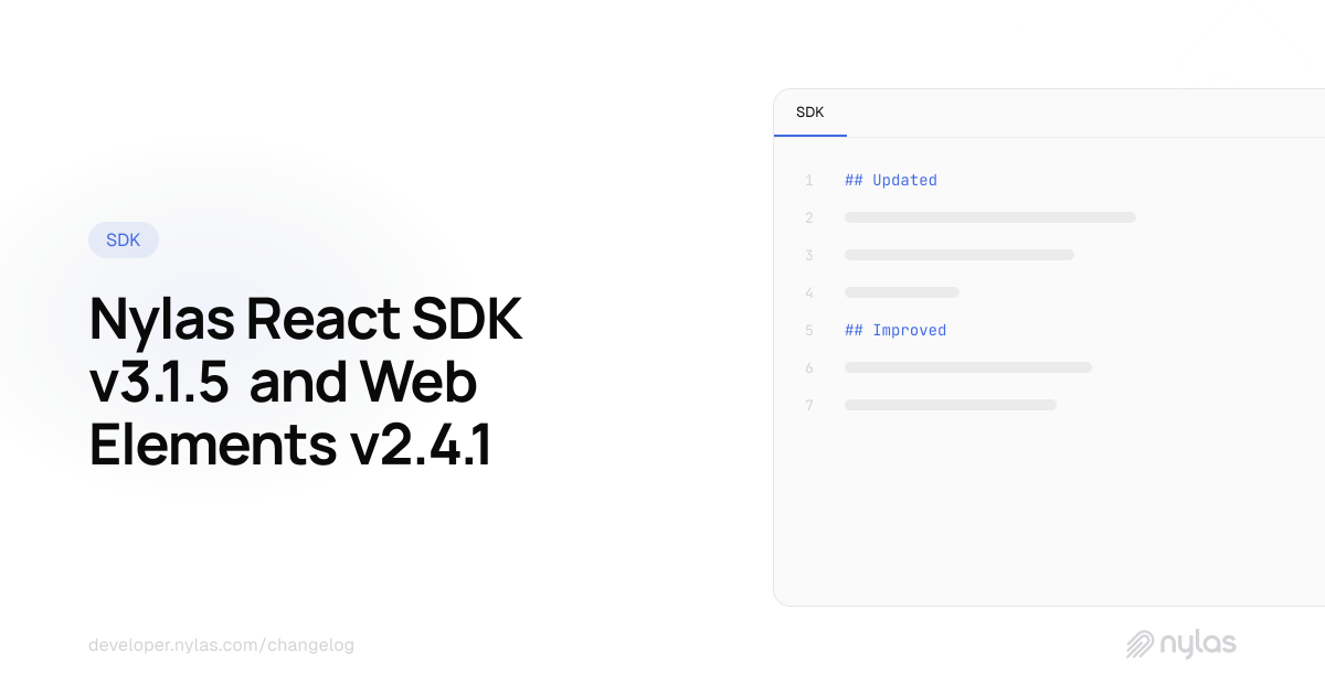 @nylas/react v3.1.5 & @nylas/web-elements v2.4.1