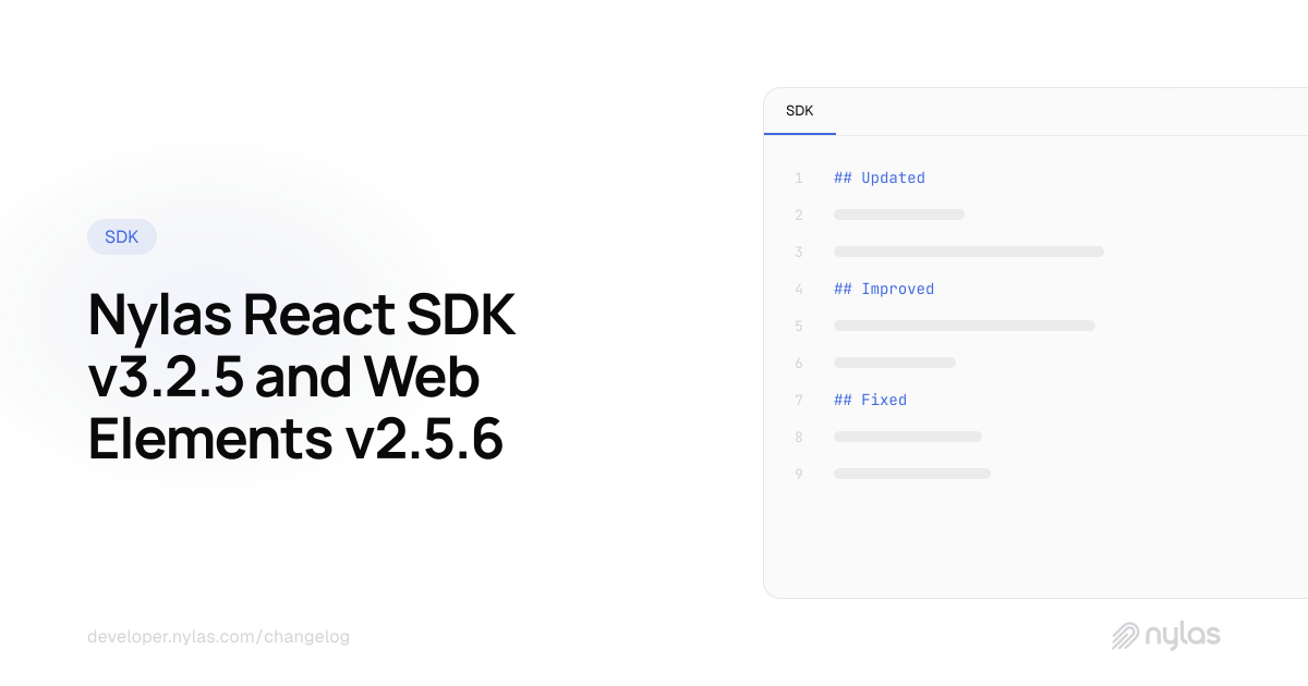 @nylas/react v3.2.5 & @nylas/web-elements v2.5.6