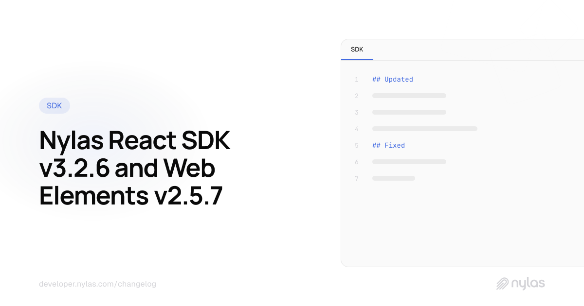 @nylas/react v3.2.6 & @nylas/web-elements v2.5.7