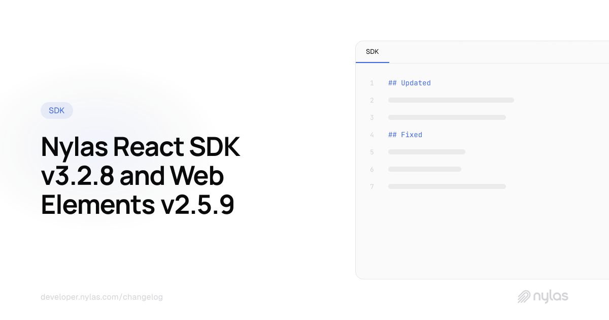 @nylas/react v3.2.8 & @nylas/web-elements v2.5.9