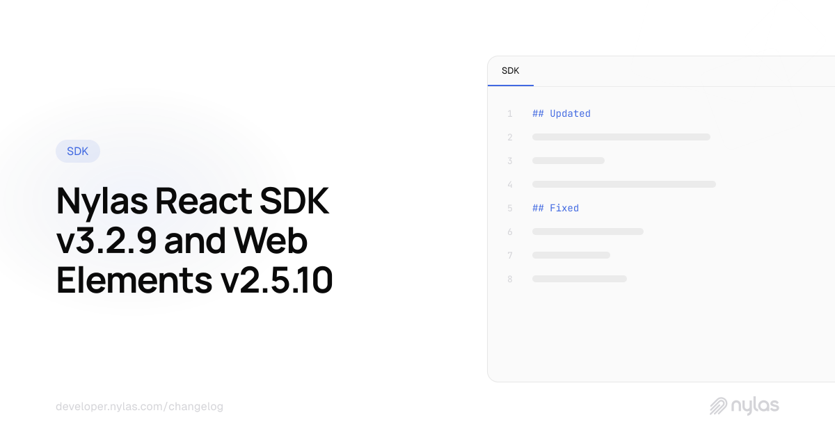 @nylas/react v3.2.9 & @nylas/web-elements v2.5.10