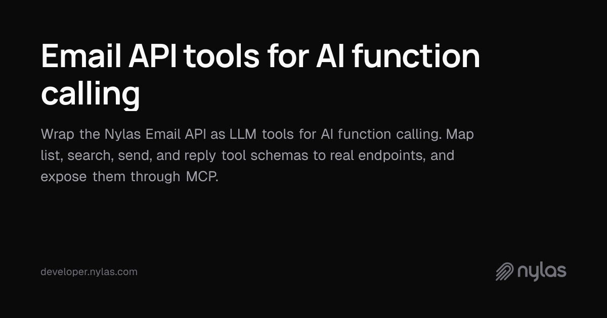 Email API tools for AI function calling | Docs