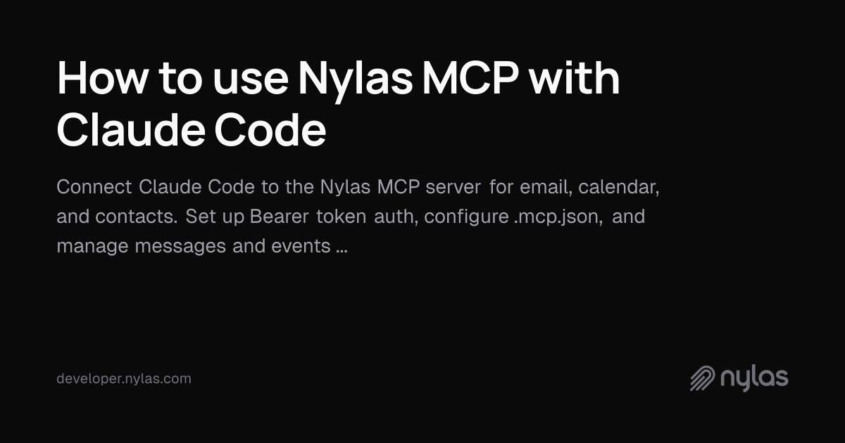 How to use Nylas MCP with Claude Code | Docs