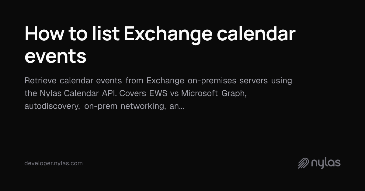 How to list Exchange calendar events | Docs