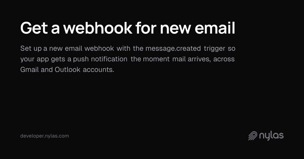 Get a webhook for new email | Docs