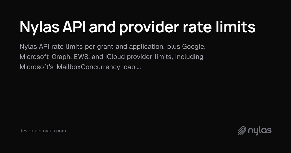 Nylas API and provider rate limits | Docs