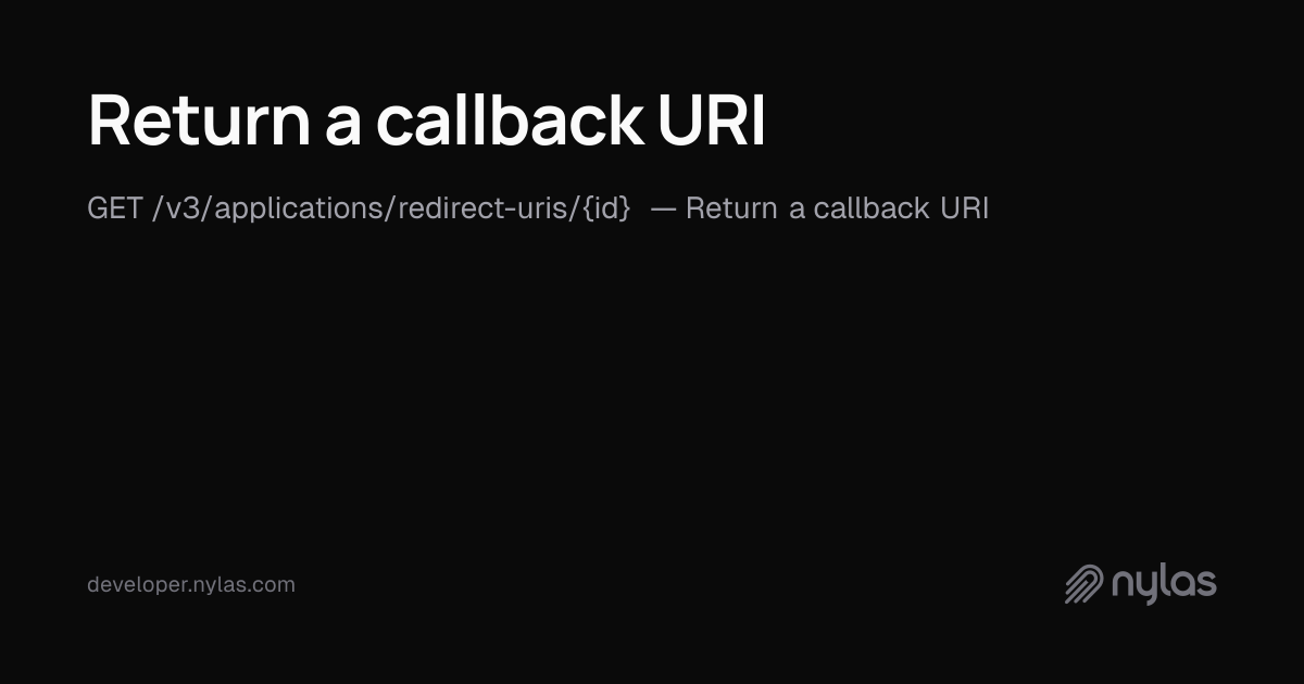 Return a callback URI - Applications - API Reference | Docs