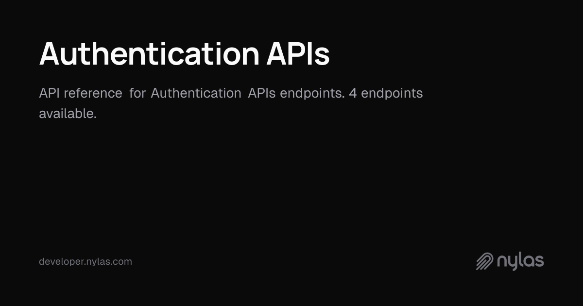Authentication APIs - API Reference | Docs