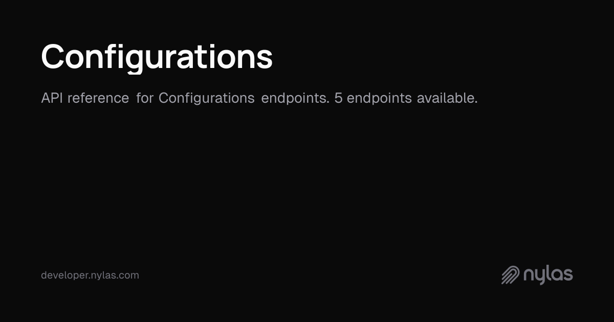 Configurations - API Reference | Docs