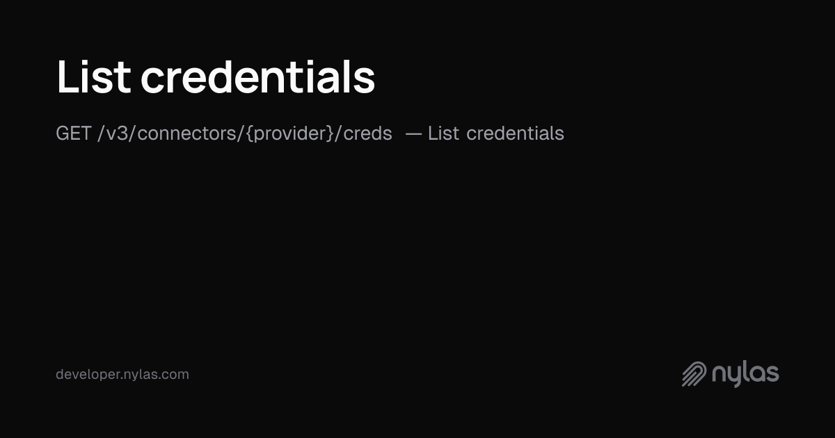 List credentials - Connector Credentials - API Reference | Docs