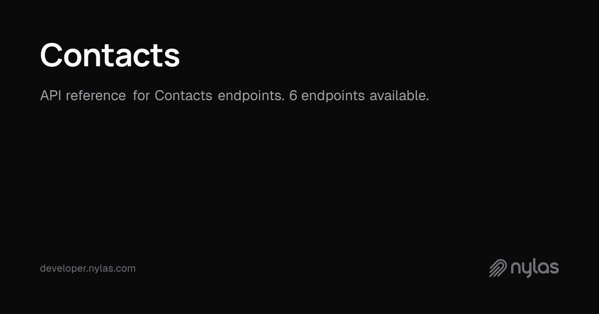 Contacts - API Reference | Docs
