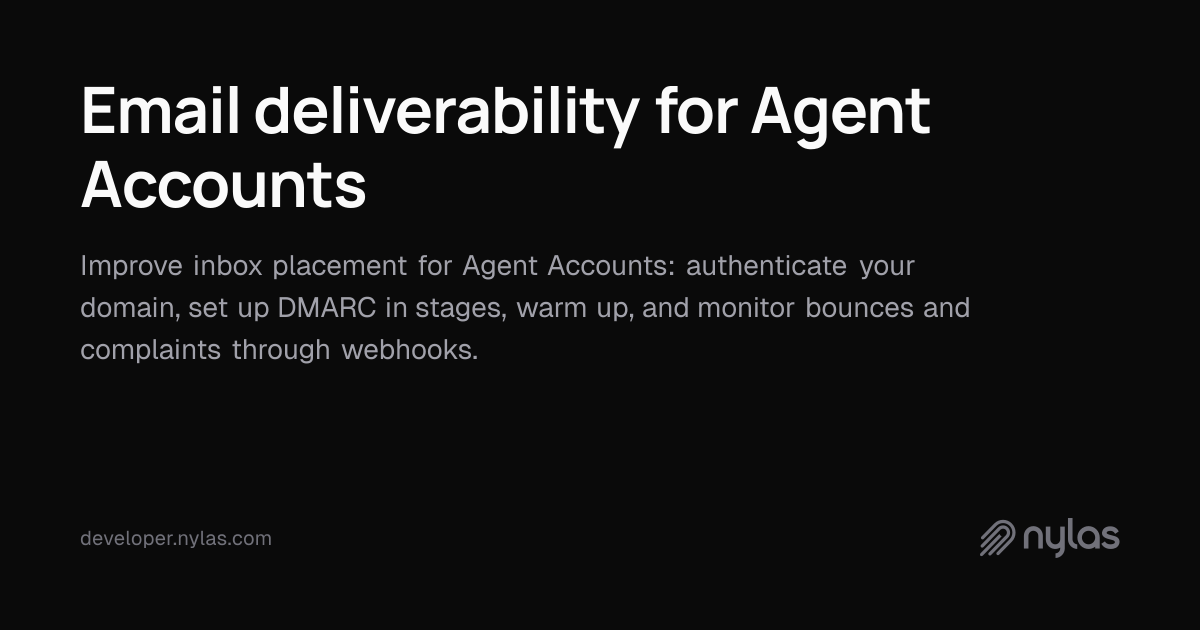 Email deliverability for Agent Accounts | Docs