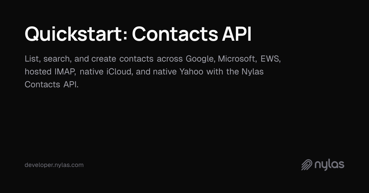 Quickstart: Contacts API | Docs