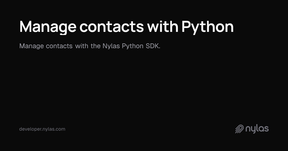 Manage contacts with Python | Docs